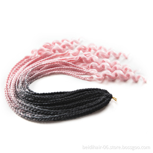 Bright Colors Box Braids Goddess Faux Locs Crochet Hair Curly Ends Pre Knotted Bohemian Extensions Synthetic Hair 24inch